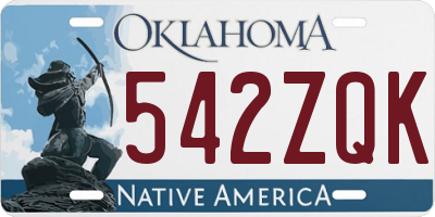 OK license plate 542ZQK