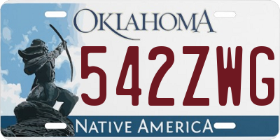 OK license plate 542ZWG