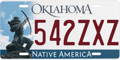 OK license plate 542ZXZ