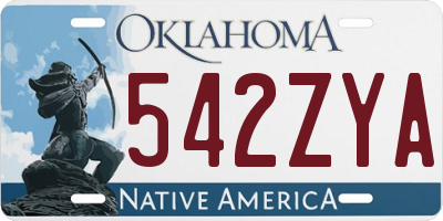 OK license plate 542ZYA