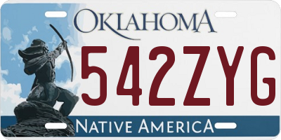 OK license plate 542ZYG