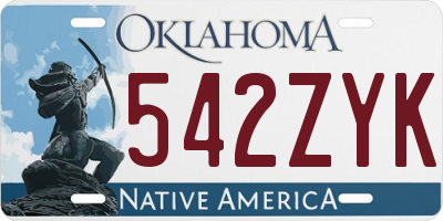 OK license plate 542ZYK