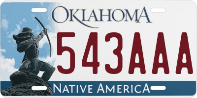 OK license plate 543AAA