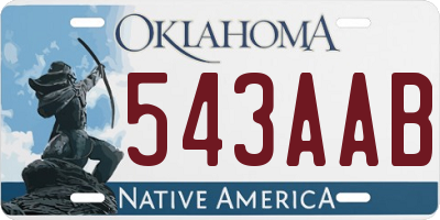 OK license plate 543AAB