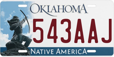 OK license plate 543AAJ