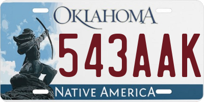 OK license plate 543AAK