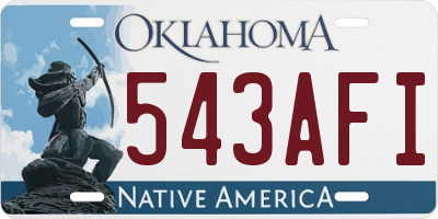 OK license plate 543AFI