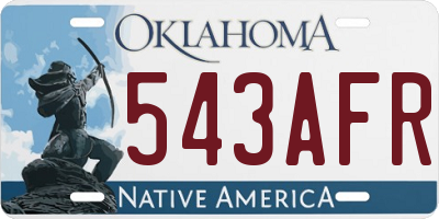 OK license plate 543AFR