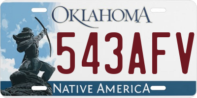 OK license plate 543AFV