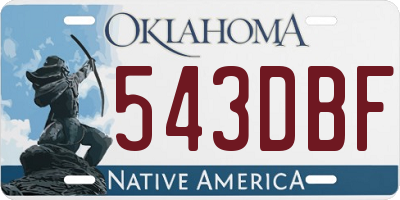 OK license plate 543DBF