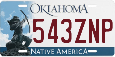 OK license plate 543ZNP