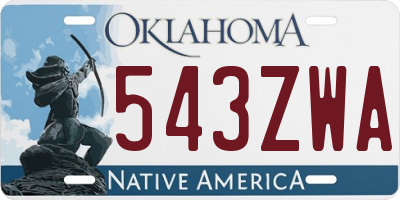 OK license plate 543ZWA