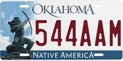 OK license plate 544AAM