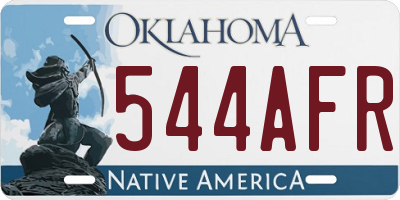 OK license plate 544AFR