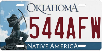 OK license plate 544AFW