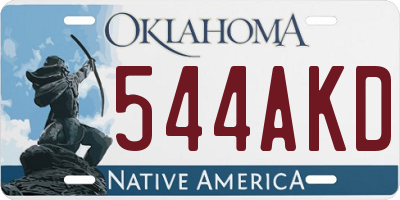 OK license plate 544AKD