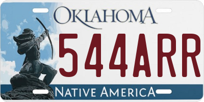 OK license plate 544ARR