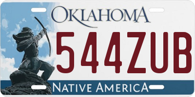 OK license plate 544ZUB