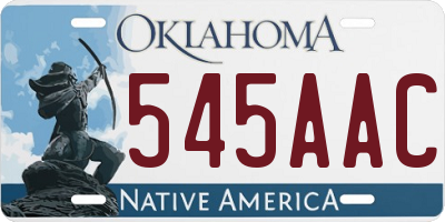 OK license plate 545AAC