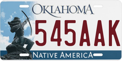 OK license plate 545AAK