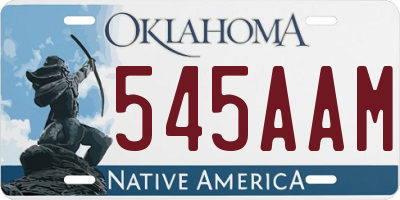 OK license plate 545AAM