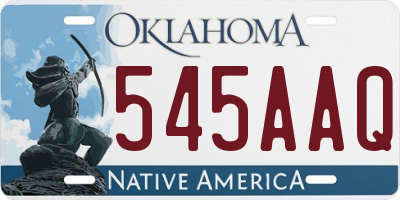 OK license plate 545AAQ