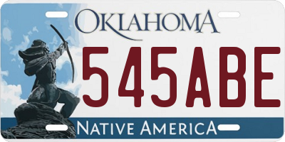 OK license plate 545ABE