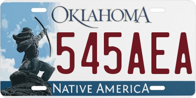OK license plate 545AEA