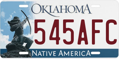OK license plate 545AFC