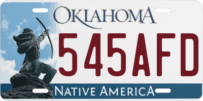 OK license plate 545AFD