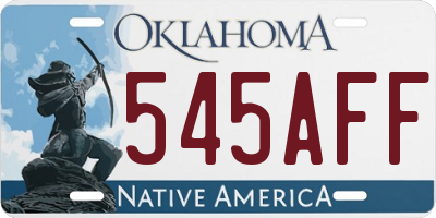 OK license plate 545AFF
