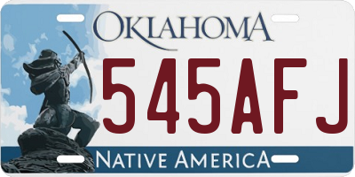 OK license plate 545AFJ