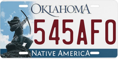 OK license plate 545AFO