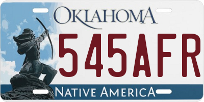 OK license plate 545AFR