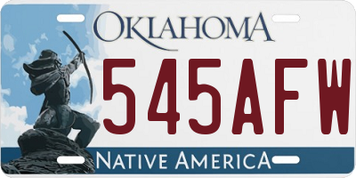 OK license plate 545AFW