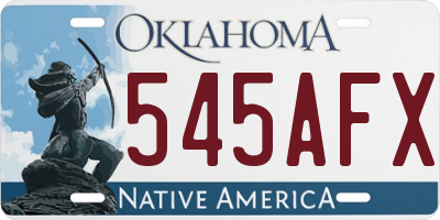 OK license plate 545AFX