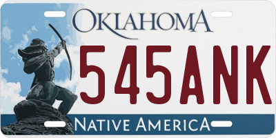 OK license plate 545ANK