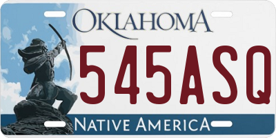 OK license plate 545ASQ