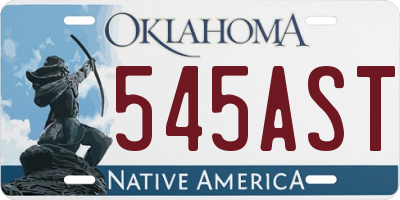 OK license plate 545AST