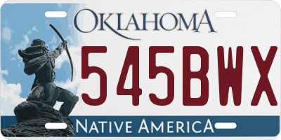 OK license plate 545BWX