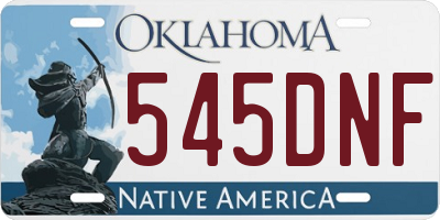 OK license plate 545DNF