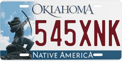 OK license plate 545XNK