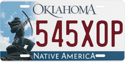 OK license plate 545XOP