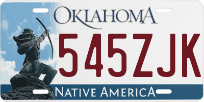 OK license plate 545ZJK