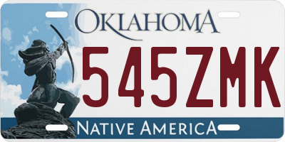 OK license plate 545ZMK