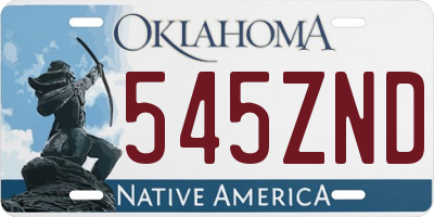 OK license plate 545ZND