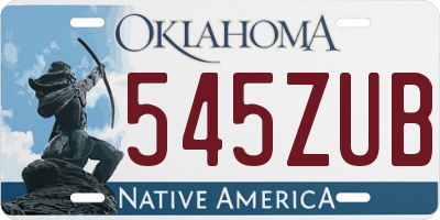 OK license plate 545ZUB