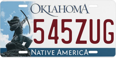 OK license plate 545ZUG