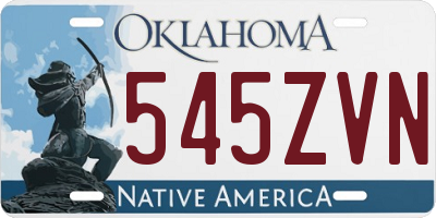 OK license plate 545ZVN