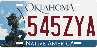 OK license plate 545ZYA